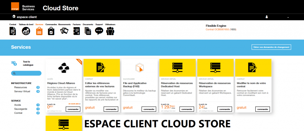 Espace Client Cloud Store
