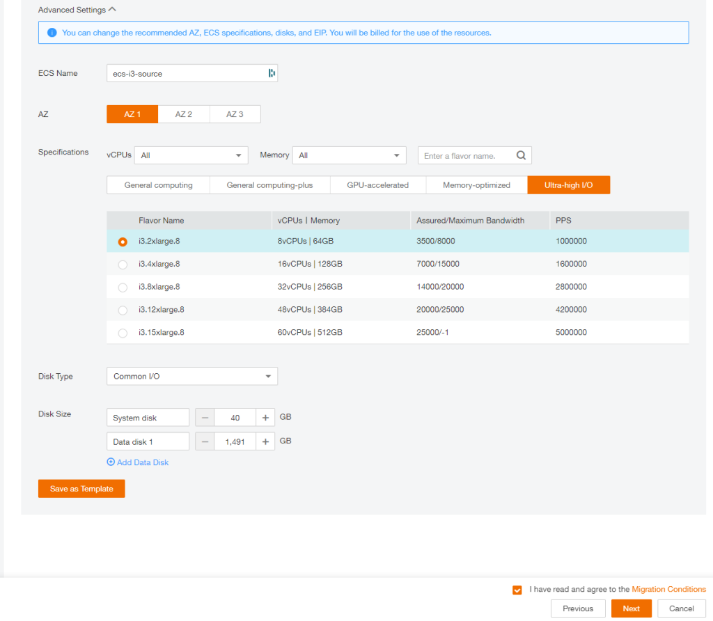 Migration guide for ECS using local disks